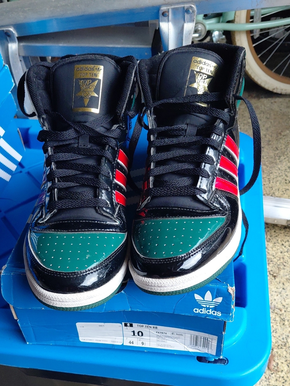 adidas Men’s Top Ten Black Green Red High-Top Sneakers